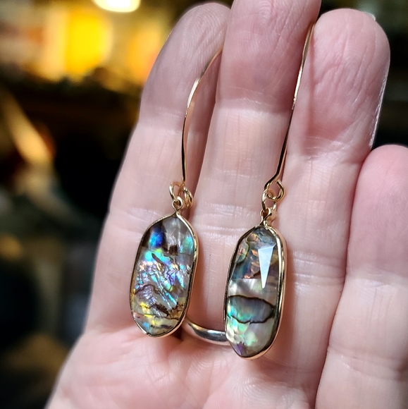 Abalone 14k gold handmade earrings - Picture 5 of 9
